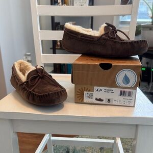 UGG Chocolate Moccasin Slippers with Plush Lining